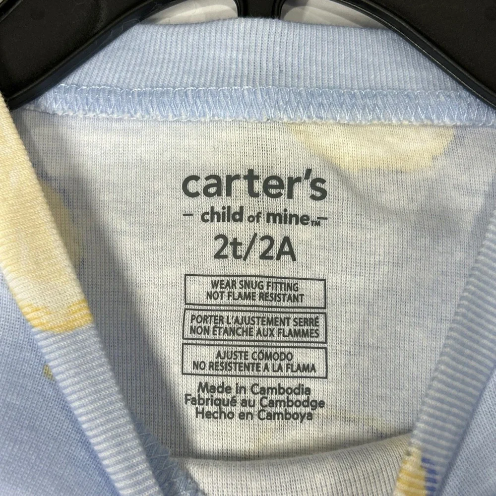Carter's & Rolling Stones Toddler Pajama Sets 2T Blue Lemon Checkered 2 Pack New